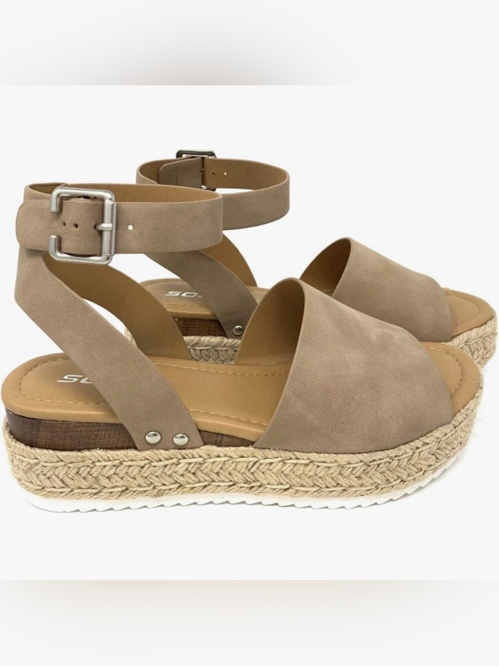 Soda Topic platform espadrille sandals Taupe size 8
